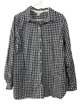 Old Navy Navy & White Gingham Button-Up Shirt